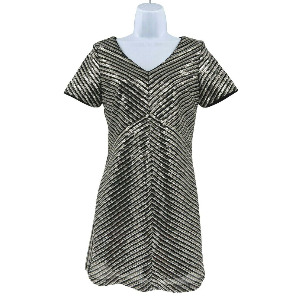 Lulus Sequin Mini Dress Silver Gold Black Small